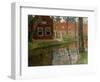 From Vollendam, red house, water-Fritz Thaulow-Framed Giclee Print