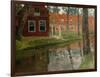 From Vollendam, red house, water-Fritz Thaulow-Framed Giclee Print