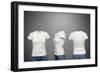 Front, Back And Side Views Of Blank Feminine T-Shirt Over Dark Background-konstantynov-Framed Premium Giclee Print