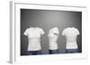 Front, Back And Side Views Of Blank Feminine T-Shirt Over Dark Background-konstantynov-Framed Art Print