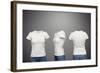 Front, Back And Side Views Of Blank Feminine T-Shirt Over Dark Background-konstantynov-Framed Art Print