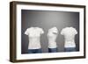 Front, Back And Side Views Of Blank Feminine T-Shirt Over Dark Background-konstantynov-Framed Art Print