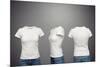 Front, Back And Side Views Of Blank Feminine T-Shirt Over Dark Background-konstantynov-Mounted Art Print