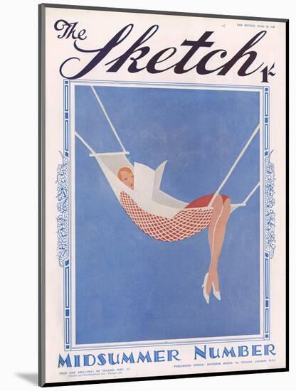 Front Cover Illustration Showing a Lady Relaxing in a Hammock Reading a Book-null-Mounted Art Print
