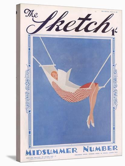 Front Cover Illustration Showing a Lady Relaxing in a Hammock Reading a Book-null-Stretched Canvas