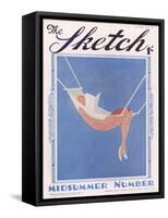 Front Cover Illustration Showing a Lady Relaxing in a Hammock Reading a Book-null-Framed Stretched Canvas