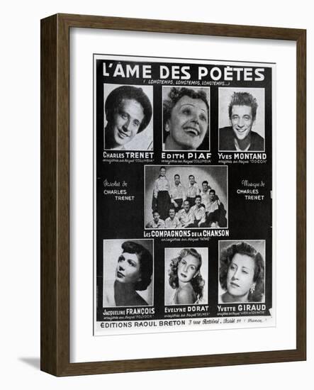 Front Cover of the Score of the Song 'L'Ame Des Poetes' with Words and Music by Charles Trenet-French-Framed Giclee Print