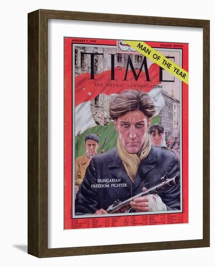 Front Cover of 'Time' Magazine Devoted to the Hungarian Revolution of 1956, 7th January 1957-null-Framed Premium Giclee Print