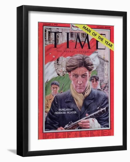 Front Cover of 'Time' Magazine Devoted to the Hungarian Revolution of 1956, 7th January 1957-null-Framed Premium Giclee Print