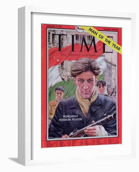 Front Cover of 'Time' Magazine Devoted to the Hungarian Revolution of 1956, 7th January 1957-null-Framed Premium Giclee Print