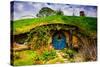 Front Door of a Hobbit House, Hobbiton, North Island, New Zealand, Pacific-Laura Grier-Stretched Canvas
