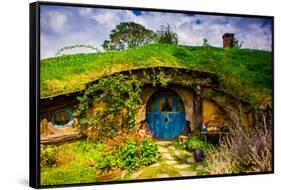 Front Door of a Hobbit House, Hobbiton, North Island, New Zealand, Pacific-Laura Grier-Framed Stretched Canvas