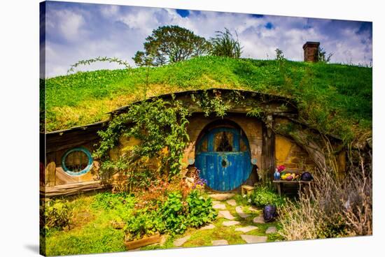 Front Door of a Hobbit House, Hobbiton, North Island, New Zealand, Pacific-Laura Grier-Stretched Canvas