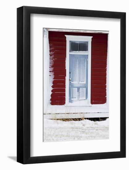 Front Door of Old School House with Snow-Terry Eggers-Framed Photographic Print