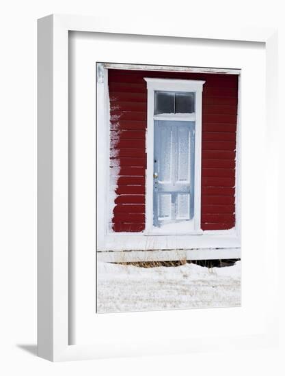 Front Door of Old School House with Snow-Terry Eggers-Framed Photographic Print