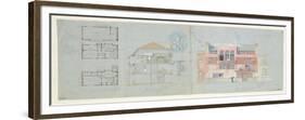 Front Elevation and Section for House and Studio for Frank Miles-Edward William Godwin-Framed Giclee Print