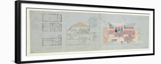 Front Elevation and Section for House and Studio for Frank Miles-Edward William Godwin-Framed Giclee Print