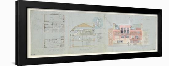Front Elevation and Section for House and Studio for Frank Miles-Edward William Godwin-Framed Giclee Print