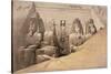 Front Elevation of the Great Temple of Aboo Simbel, Nubia, from 'Egypt and Nubia'-David Roberts-Stretched Canvas