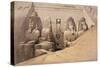 Front Elevation of the Great Temple of Aboo Simbel, Nubia, from 'Egypt and Nubia'-David Roberts-Stretched Canvas