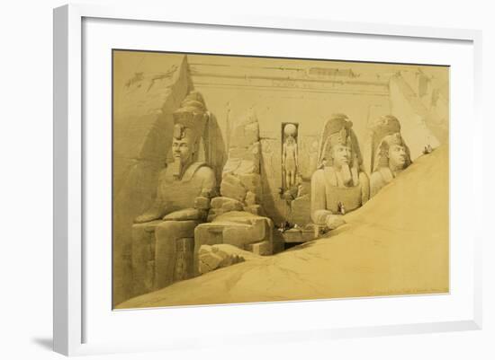 Front Elevation of the Great Temple of Aboo Simbel, Nubia-David Roberts-Framed Giclee Print
