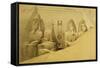 Front Elevation of the Great Temple of Aboo Simbel, Nubia-David Roberts-Framed Stretched Canvas