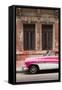 Front half of white and pink old vintage car, Havana, Cuba-Ed Hasler-Framed Stretched Canvas
