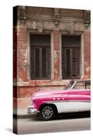 Front half of white and pink old vintage car, Havana, Cuba-Ed Hasler-Stretched Canvas