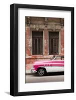 Front half of white and pink old vintage car, Havana, Cuba-Ed Hasler-Framed Photographic Print