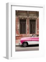 Front half of white and pink old vintage car, Havana, Cuba-Ed Hasler-Framed Photographic Print