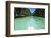 Front of an Outrigger Boat in the Clear Water in the Bacuit Archipelago, Palawan, Philippines-Michael Runkel-Framed Photographic Print