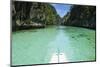 Front of an Outrigger Boat in the Clear Water in the Bacuit Archipelago, Palawan, Philippines-Michael Runkel-Mounted Photographic Print