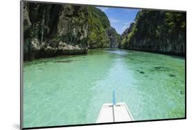 Front of an Outrigger Boat in the Clear Water in the Bacuit Archipelago, Palawan, Philippines-Michael Runkel-Mounted Photographic Print