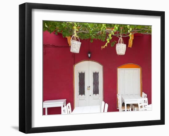 Front of Cafe, Taverna, Symi Island, Dodecanese Islands, Greece-Peter Adams-Framed Photographic Print