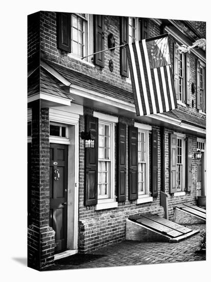 Front of House with an American Flag, Philadelphia, Pennsylvania, US, White Frame-Philippe Hugonnard-Stretched Canvas