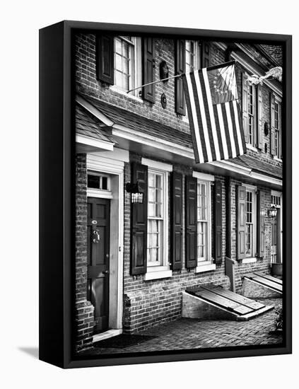 Front of House with an American Flag, Philadelphia, Pennsylvania, US, White Frame-Philippe Hugonnard-Framed Stretched Canvas