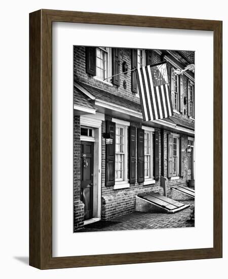 Front of House with an American Flag, Philadelphia, Pennsylvania, US, White Frame-Philippe Hugonnard-Framed Art Print