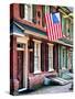 Front of House with an American Flag, Philadelphia, Pennsylvania, US, White Frame-Philippe Hugonnard-Stretched Canvas