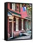 Front of House with an American Flag, Philadelphia, Pennsylvania, US, White Frame-Philippe Hugonnard-Framed Stretched Canvas