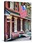 Front of House with an American Flag, Philadelphia, Pennsylvania, US, White Frame-Philippe Hugonnard-Stretched Canvas