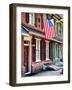 Front of House with an American Flag, Philadelphia, Pennsylvania, US, White Frame-Philippe Hugonnard-Framed Art Print