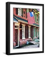 Front of House with an American Flag, Philadelphia, Pennsylvania, US, White Frame-Philippe Hugonnard-Framed Art Print