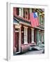 Front of House with an American Flag, Philadelphia, Pennsylvania, US, White Frame-Philippe Hugonnard-Framed Art Print