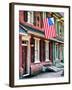 Front of House with an American Flag, Philadelphia, Pennsylvania, US, White Frame-Philippe Hugonnard-Framed Art Print