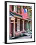 Front of House with an American Flag, Philadelphia, Pennsylvania, US, White Frame-Philippe Hugonnard-Framed Art Print