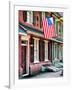 Front of House with an American Flag, Philadelphia, Pennsylvania, US, White Frame-Philippe Hugonnard-Framed Art Print