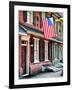 Front of House with an American Flag, Philadelphia, Pennsylvania, US, White Frame-Philippe Hugonnard-Framed Art Print