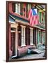 Front of House with an American Flag, Philadelphia, Pennsylvania, US, White Frame-Philippe Hugonnard-Framed Art Print