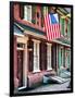 Front of House with an American Flag, Philadelphia, Pennsylvania, US, White Frame-Philippe Hugonnard-Framed Art Print