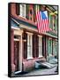 Front of House with an American Flag, Philadelphia, Pennsylvania, US, White Frame-Philippe Hugonnard-Framed Stretched Canvas